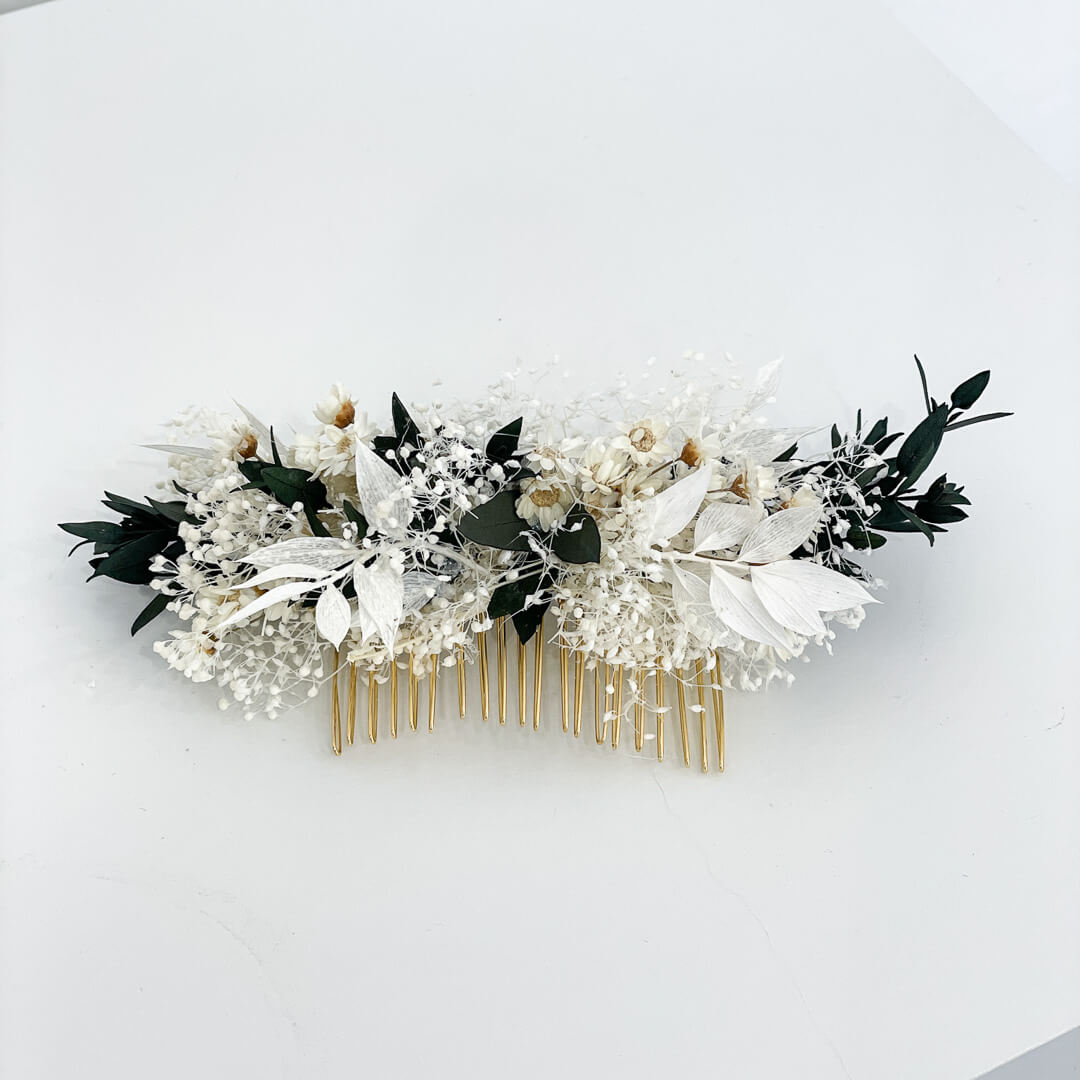 Haarkamm Trockenblumen Eukalyptus | Hochzeit, Kommunion, Blumenmädchen - Lykke&You