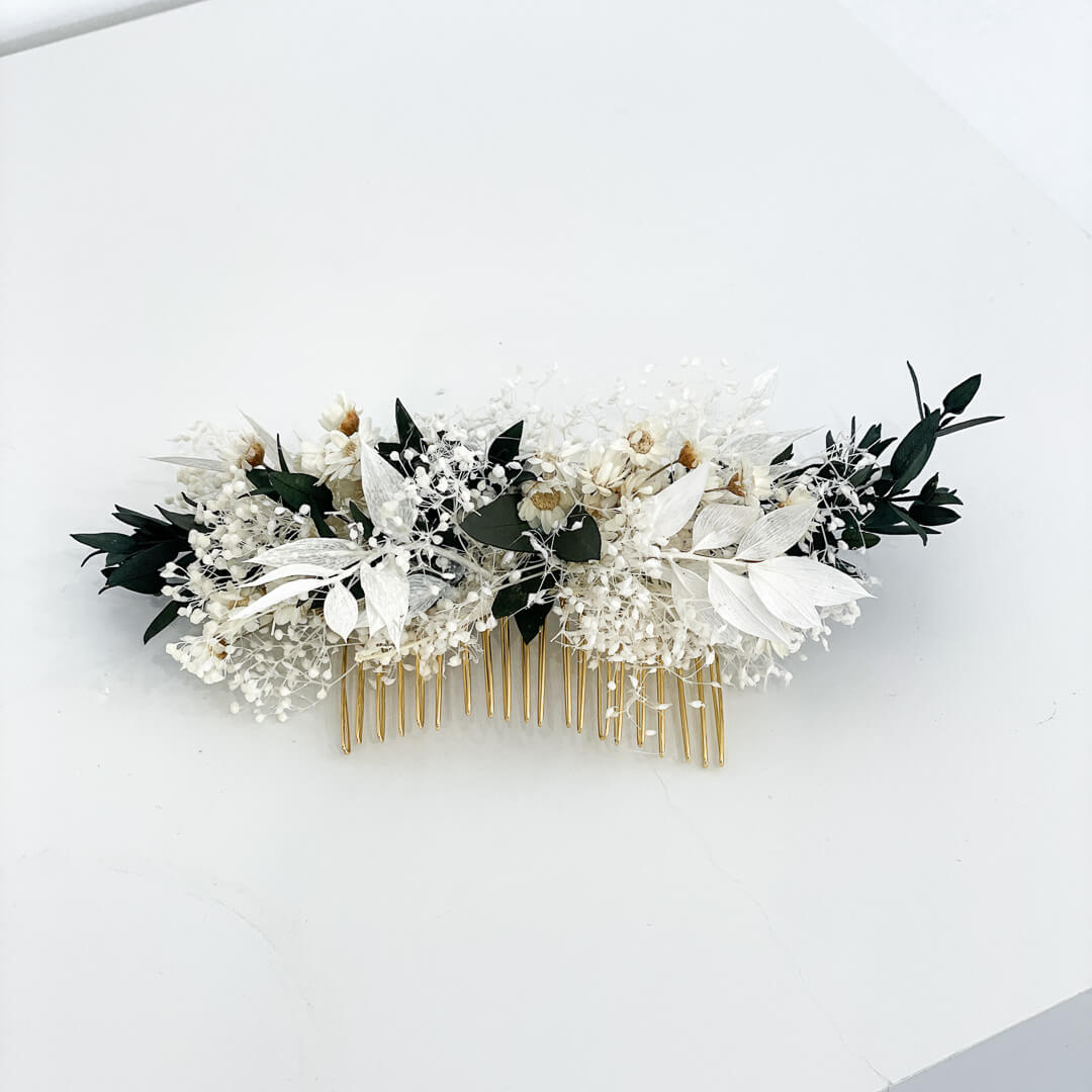 Haarkamm Trockenblumen Eukalyptus | Hochzeit, Kommunion, Blumenmädchen - Lykke&You