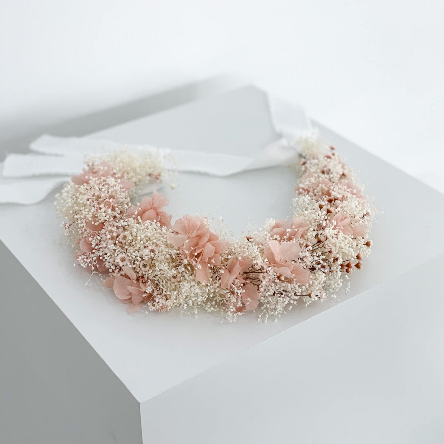 Haarkranz Trockenblumen | weiß und rose | Flowercrown Hochzeit - Lykke&You