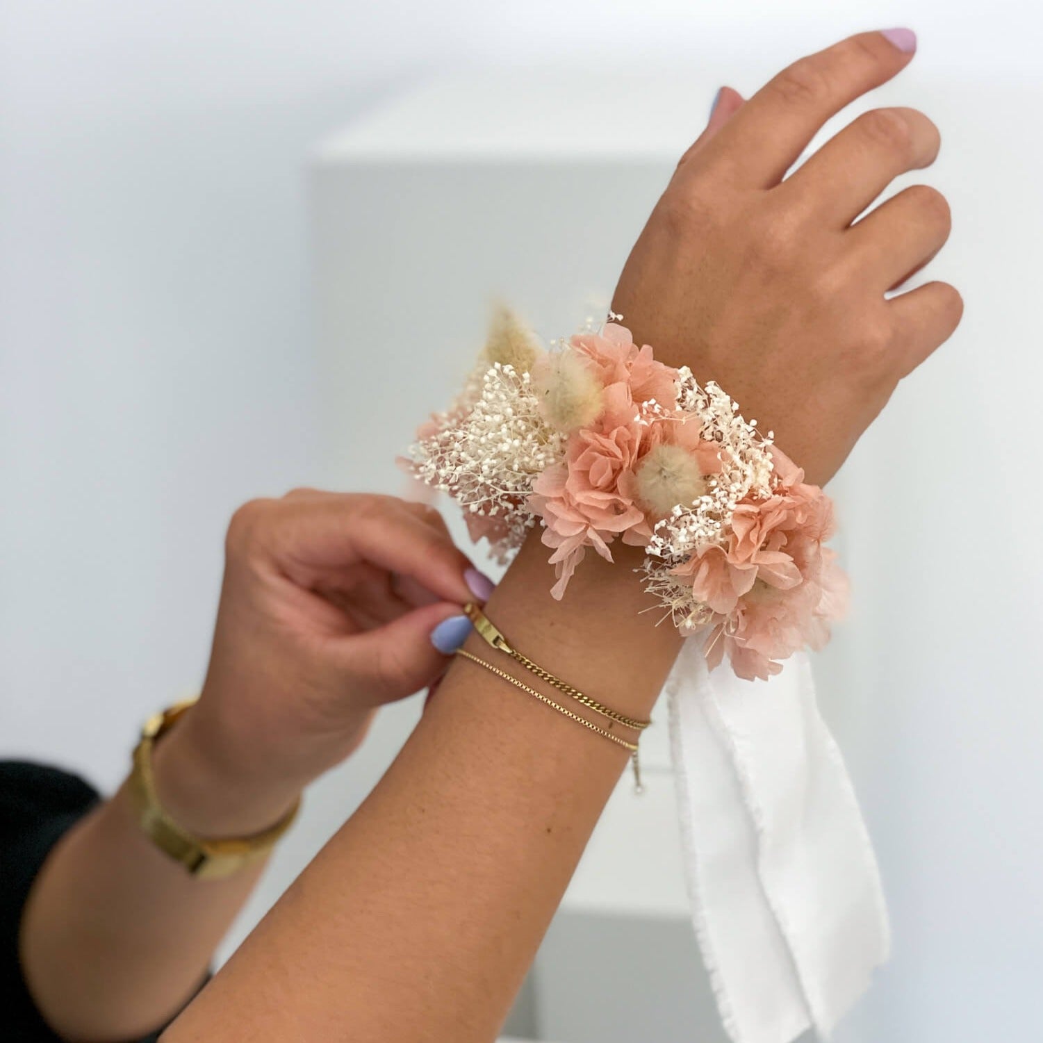 Armband Trockenblumen rosa