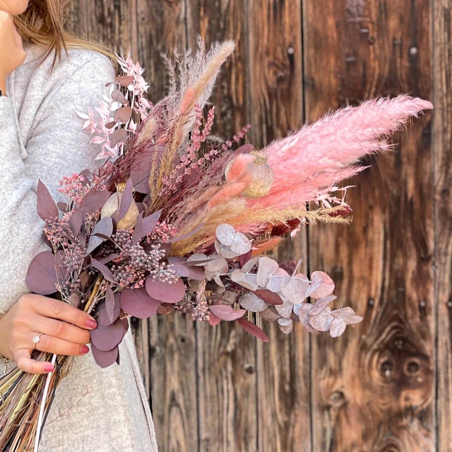 Trockenblumenstrauß Eukalyptus Pink Flower Cloud | Ca. 70 cm