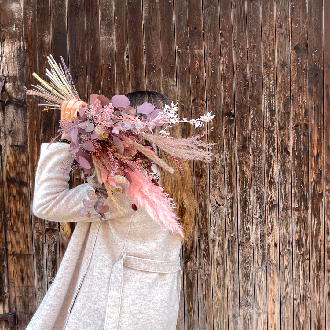 Trockenblumenstrauß Eukalyptus Pink Flower Cloud | Ca. 70 cm