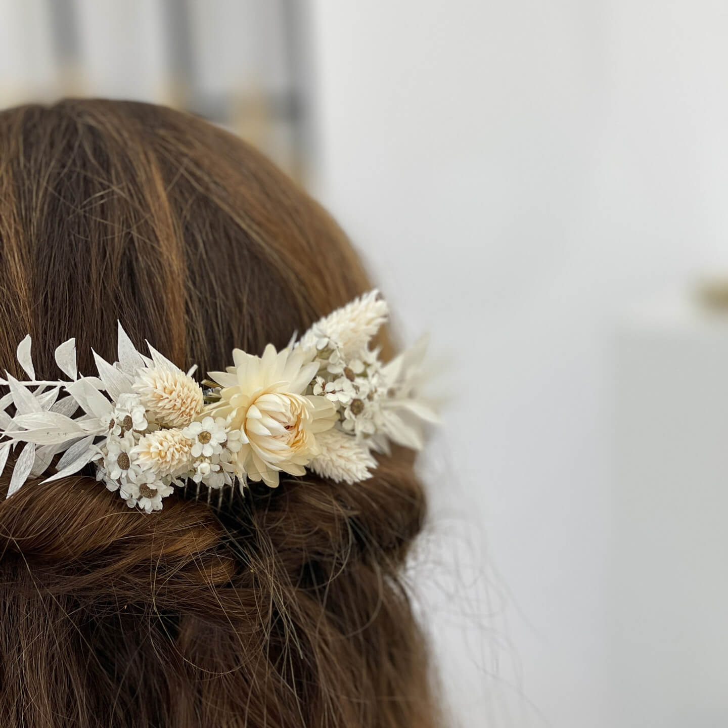 Haarkamm Trockenblumen weiß Gänseblümchen | Hochzeit | Festival - Lykke&You