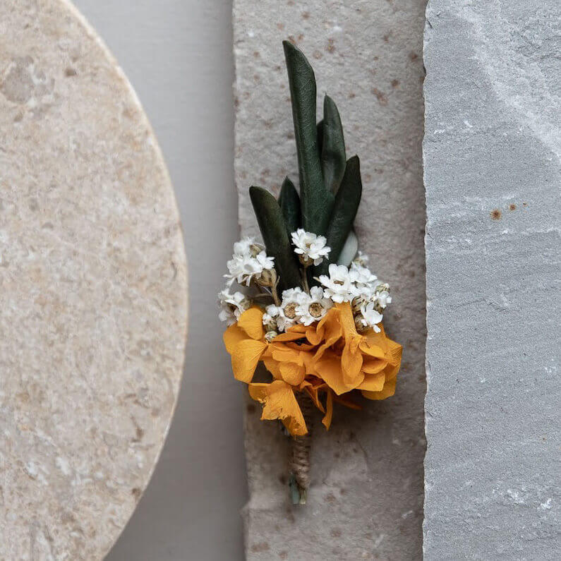 Anstecker Bräutigam I Trauzeuge I Trockenblumen Olivenzweige Hortensie - Lykke&You