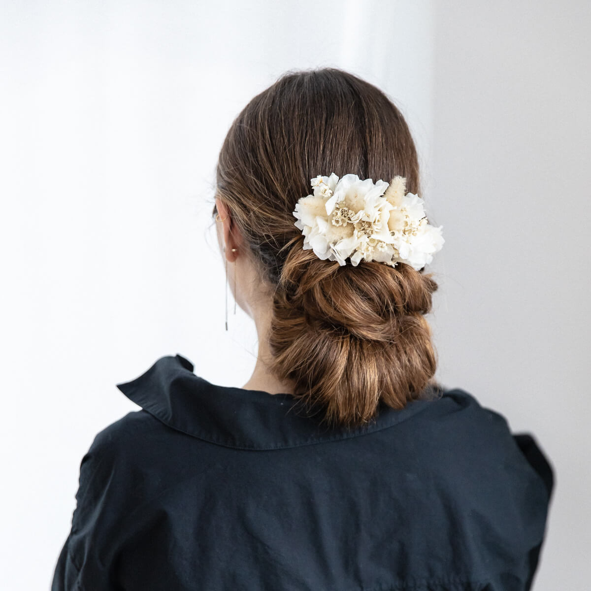 Hair comb dried flowers beige hydrangea