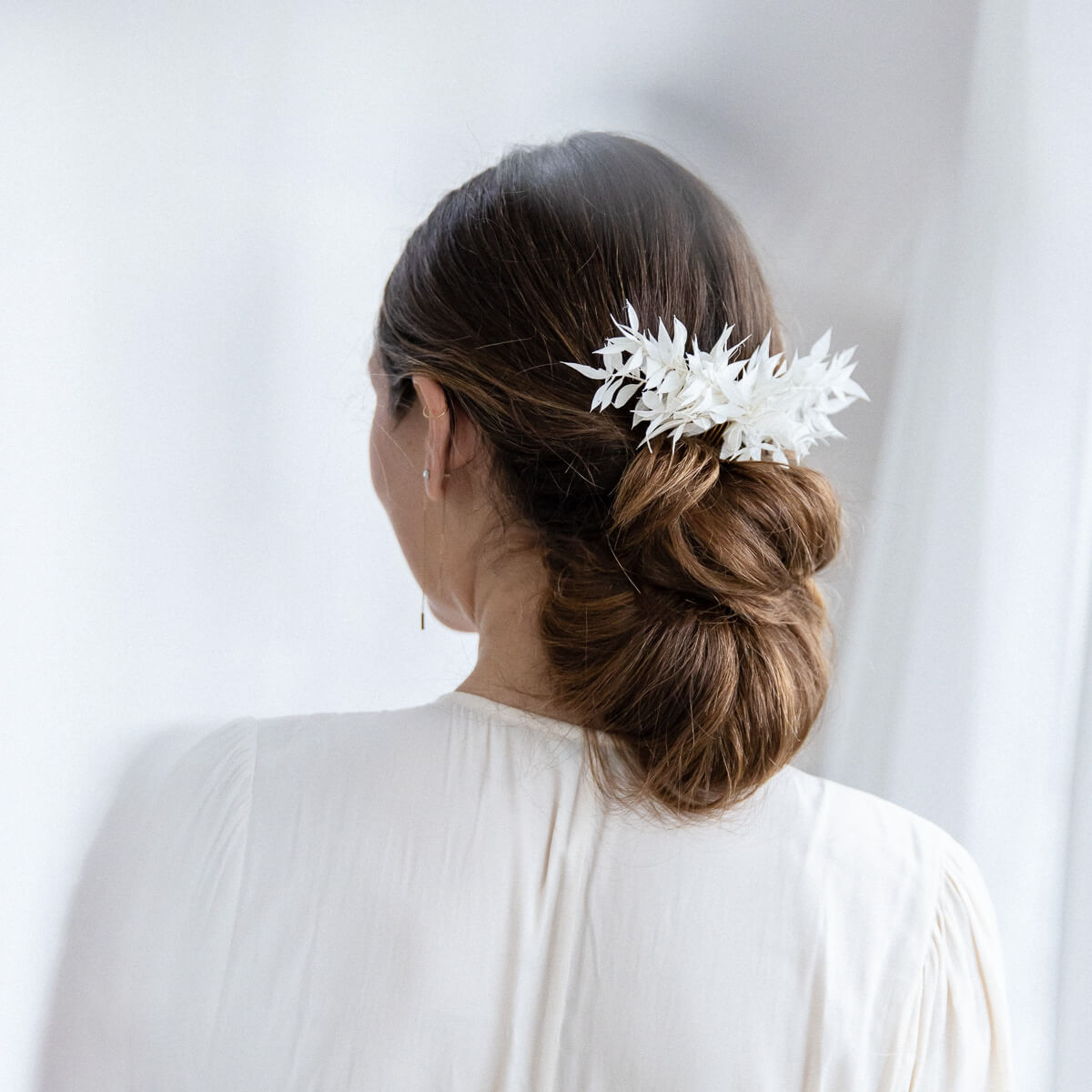 Haarkamm Trockenblumen weiß Ruskus - Lykke&You GmbH