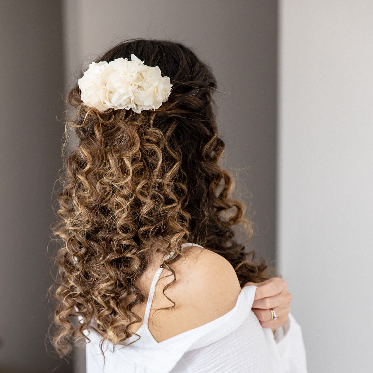 Haarkamm Trockenblumen weiß Hortensie | Outlet - Lykke&You GmbH