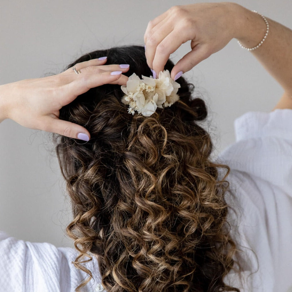 Haarkamm Trockenblumen beige Hortensie - Lykke&You GmbH