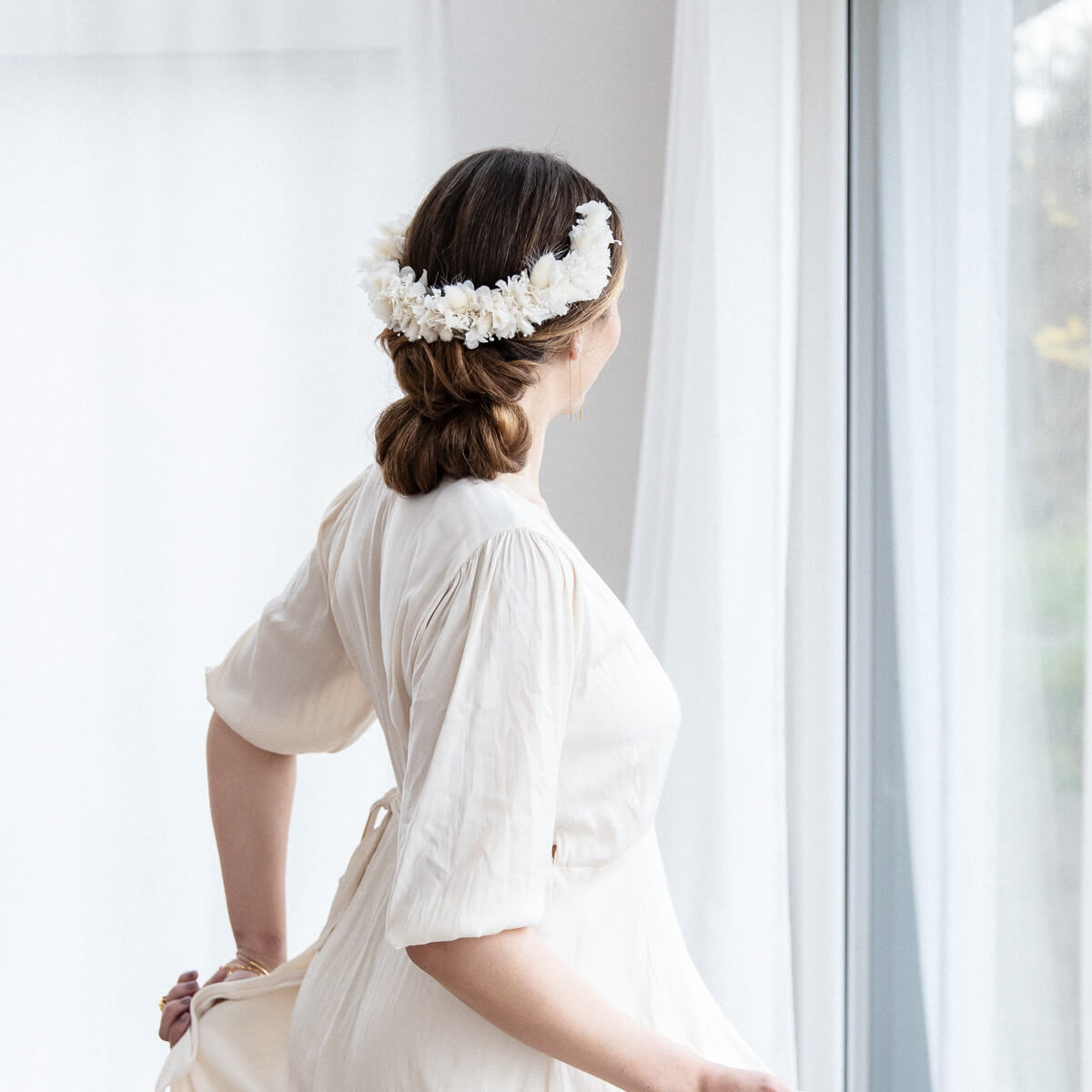 Haarreif I Diadem Trockenblumen weiß - Lykke&You GmbH