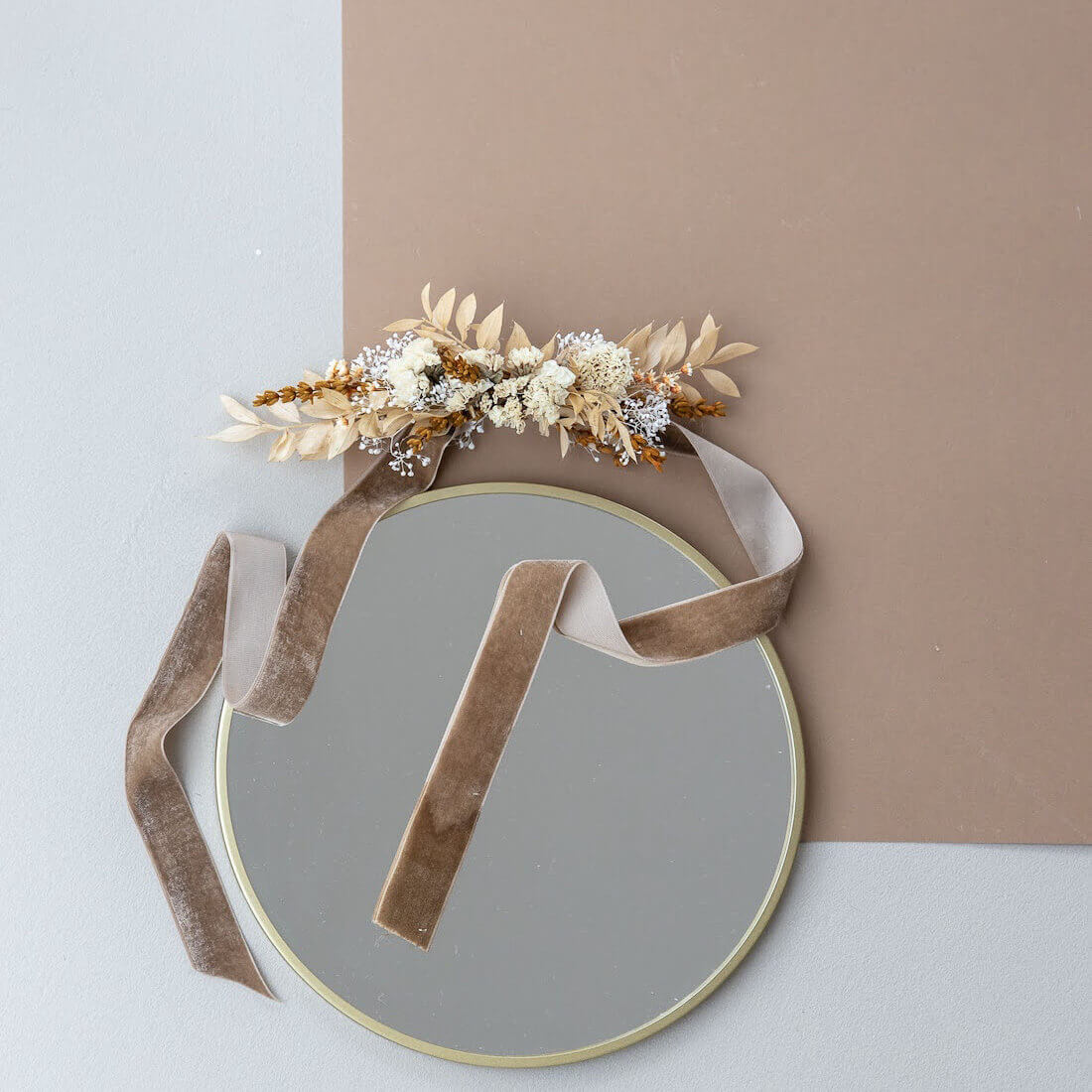 Hutband Trockenblumen apricot Lavendel - Lykke&You GmbH