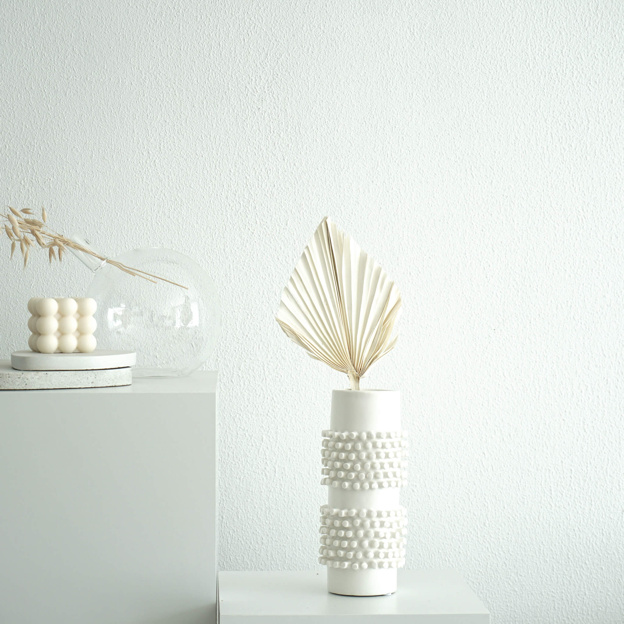 Getrocknete Palmspeere | 40cm  | Trendprodukt - Farbe: weiß 1x