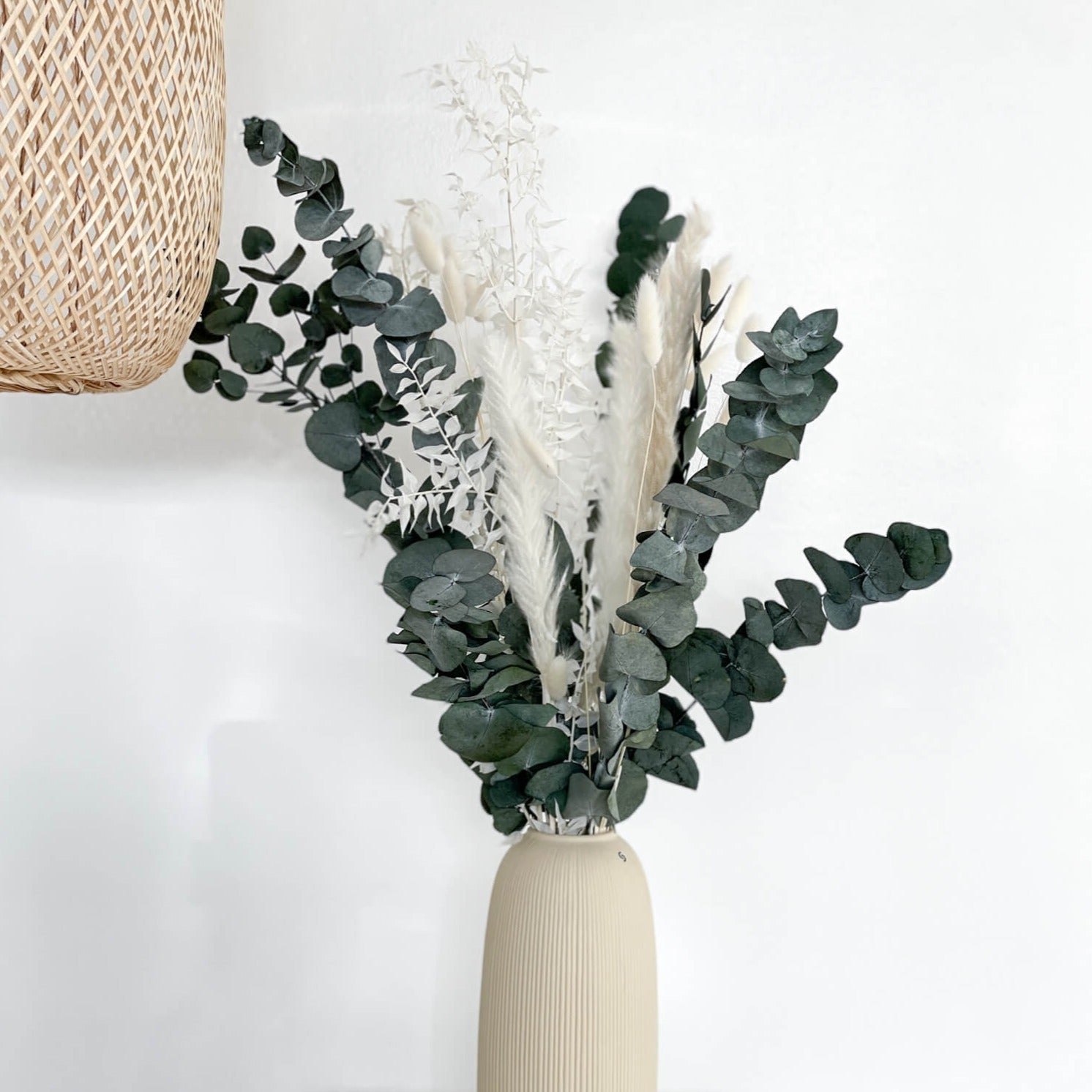 Trockenblumenstrauß I Eukalyptus Pampasgras I weiß I 70 cm - Strauß