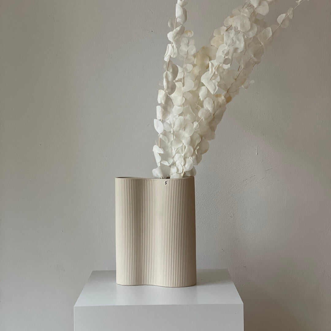 Vase Bunn Beige mit Trockenblume